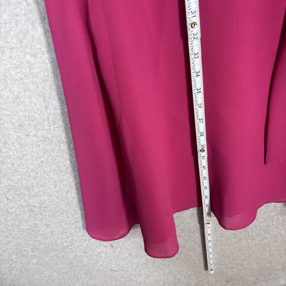 Vintage 80s Coco California Dress Medium Midi Pleated Drop Waist Bow Fuchsia USA - Picture 5 of 11